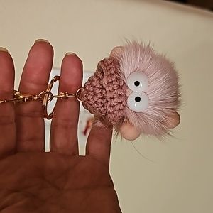 Cute Pink Furry Keychain Accessory